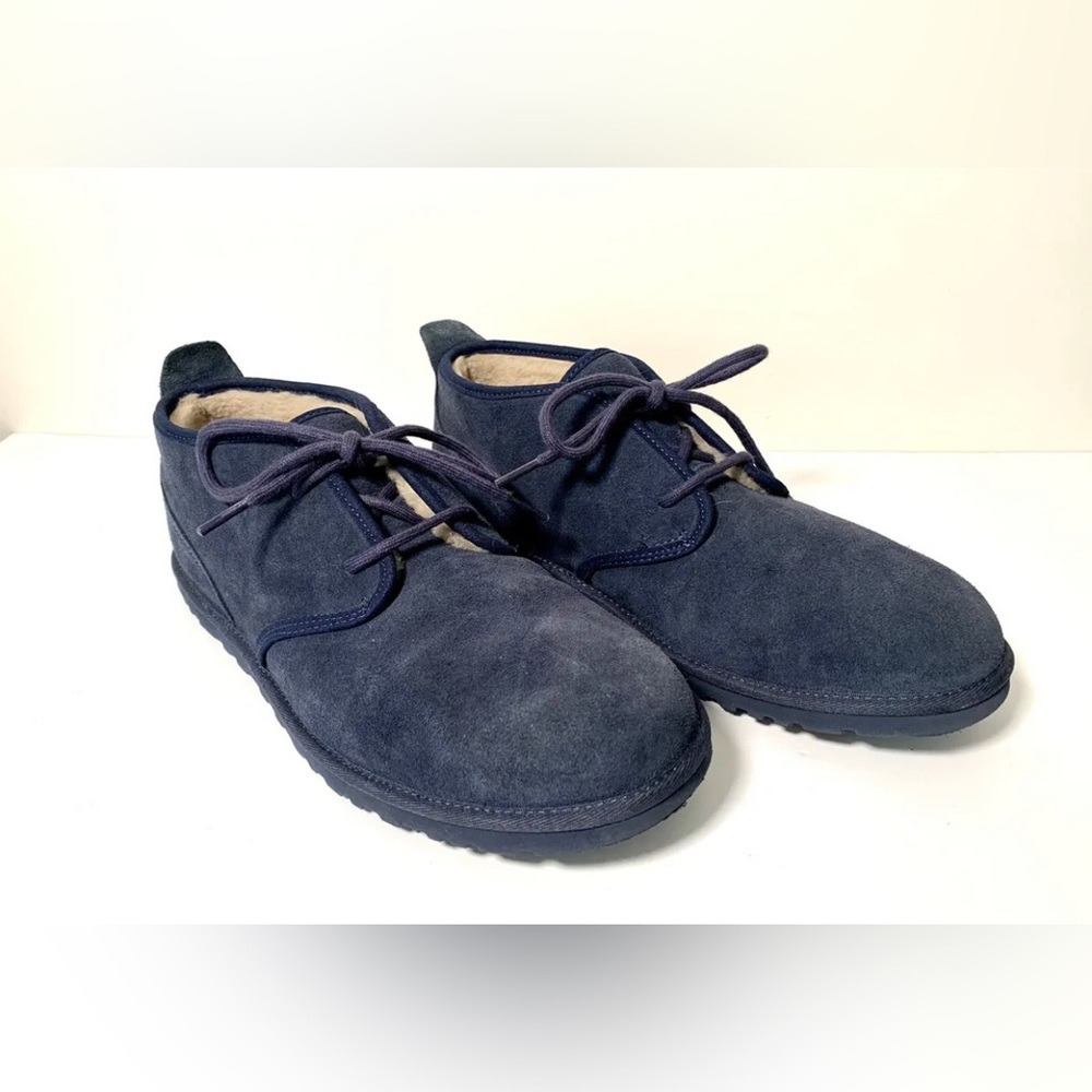 UGG Neumel Blue Suede, Fur Lined Chukka Lace Up Shoes, Women’s Size 11
